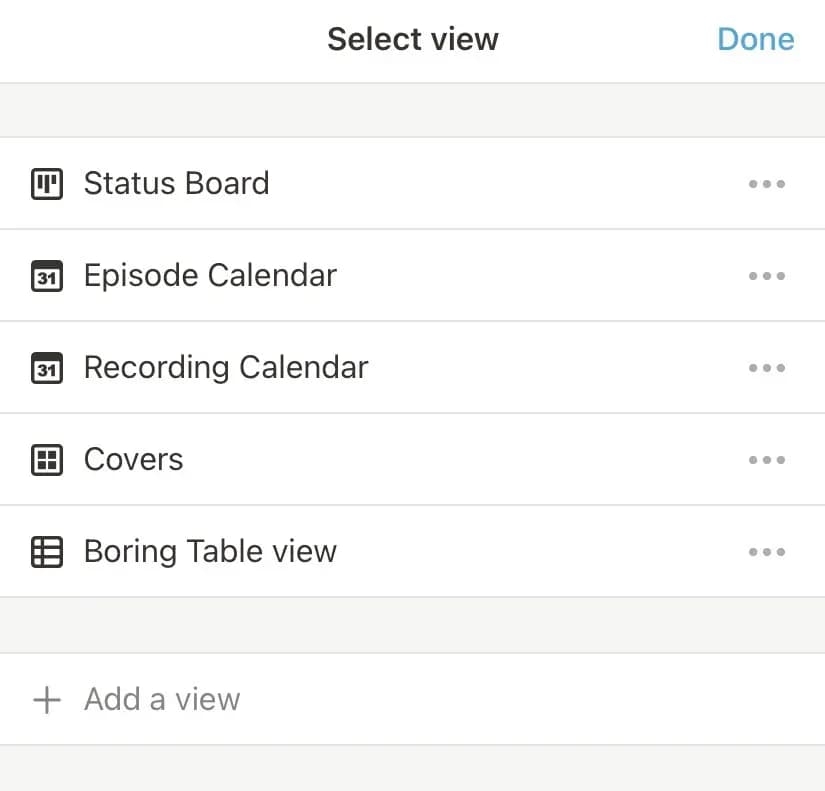 our database views