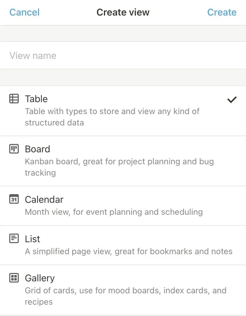 notion database views